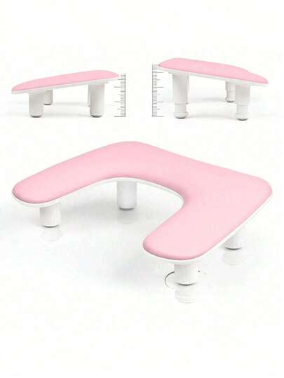 Manicure Arm Rest For Nail Techs, U Shaped Adjustable Nail Art Hand Rest Stand, Pink PU Leather Manicurist Tool, Portable Nail Table Support, For Gel Polish Application, Nail Art Designing, Salon & Home Manicure Pedicure, Ideal For Professional Nail Technicians, Beginners, Salon Owners, Perfect Gift For Christmas, Mother's Day, Valentine's Day