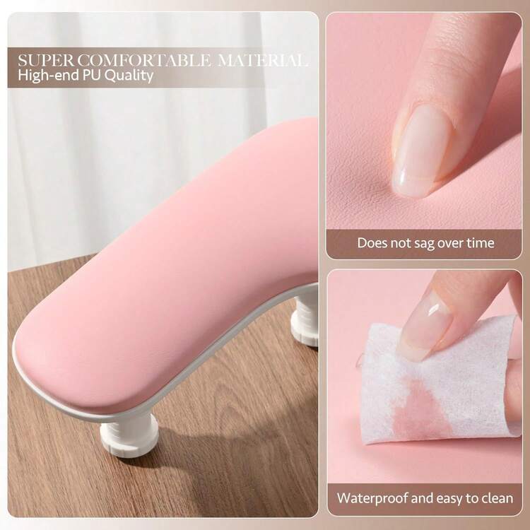 Adjustable U-Shaped Nail Technician Hand Rest, Made Of Pink PU Leather, Portable Nail Desk Stand, Suitable For Gel Polish Application, Nail Design, Salon And Home Manicure & Pedicure, Ideal For Professional Nail Artists, Beginners, Salon Owners, And A Perfect Gift For Christmas, Mother's Day, Valentine's Day - Multicolor - View 7