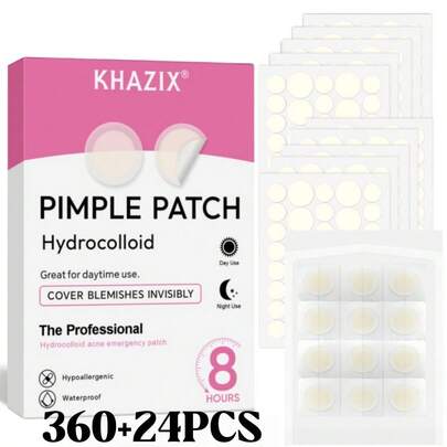 384pcs Hydrocolloid Acne Patches - All-Day Waterproof Breathable Protection. Transparent Round Design, Easily Covers Blemishes And Damages, Suitable For All Light Skin Tones. Skincare And Facial Care Products, Pimple Patches, Large Acne Patches, Acne Patches, Facial Care, Blemish Coverage, Gentle Light Beige, Spots, Skincare Routine