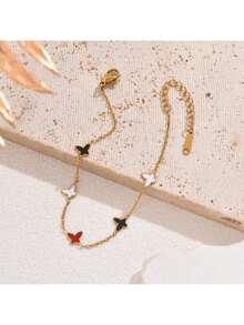 1pc Fashionable 18K Gold Plated Stainless Steel Cross Bracelet For Men, Adjustable, Gift Idea - Black - View 7