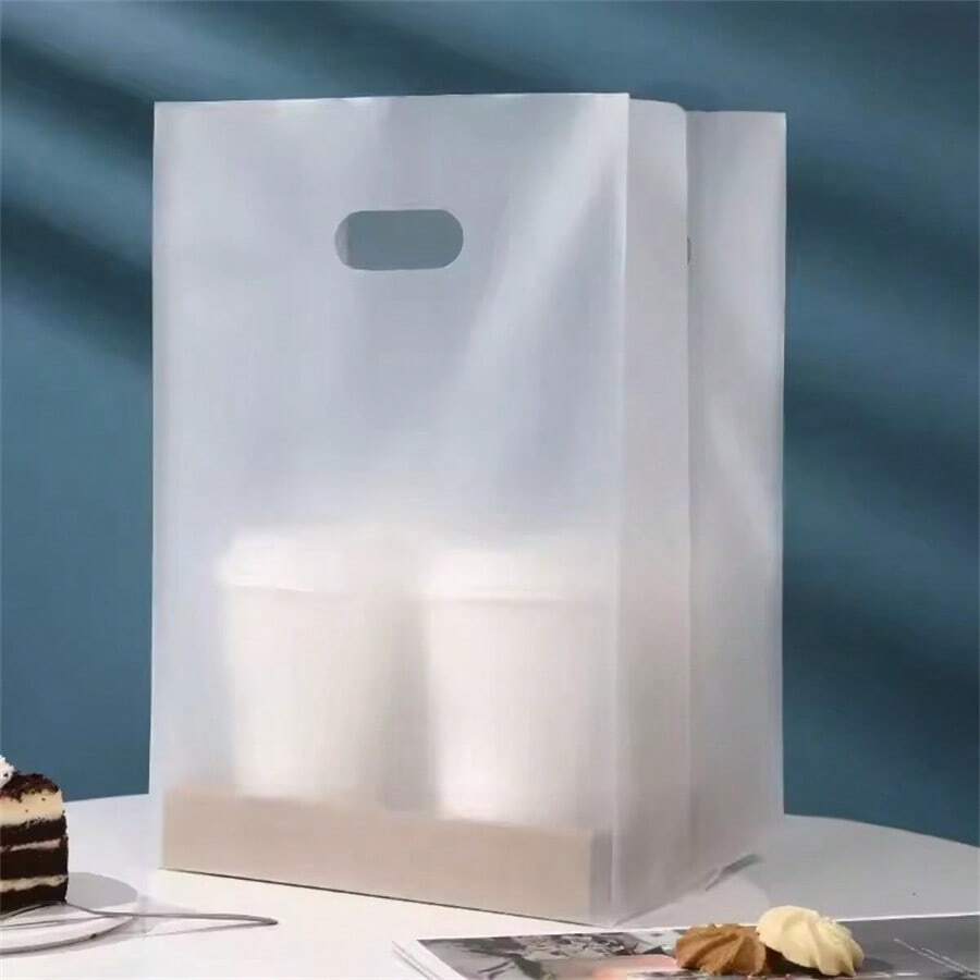 100pcs Clear Plastic Gift Bags With Handles, PET Material, Uncoated, Food-, With Salad, Cake, Pizza, Bread, Desserts, Candy For Weddings, Birthdays, Parties, Christmas, Halloween, Thanksgiving, Valentine's, Islamic New Year - Nhiều màu - Xem 1