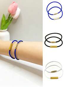 1 Stück H-förmige Schnallen Hartschnur Armband, einfach & modisch verstellbar für Frauen Alltags-Tragen als Geschenk, verstellbares Edelstahl Drahtseil Armband, 3D hartgoldplattierte Edelstahl Armbänder, Armbänder für Frauen, Ketten für Männer, 67 Hamilton Metall Armreifen für Frauen - 1 Stück geflochtenes Armband - Übersicht 12