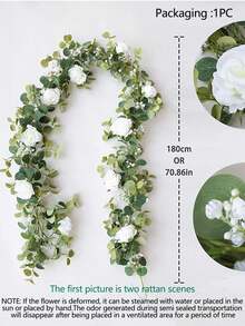 1 件人造花藤，现代塑料人造花环，适用于派对装饰、情人节、礼物 - 白色 - 查看 9