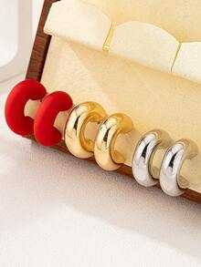 3 pares de pendientes de aro en forma de C con diseño geométrico minimalista, aptos para uso diario y para ir al trabajo