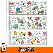 Rollo de dibujo de lienzo de animales de 90cm para niños, rollo de papel para colorear, relleno de Color, Graffiti, pintura cortada en papel, escuela educativa - Juego B 3 piezas - Ver 12