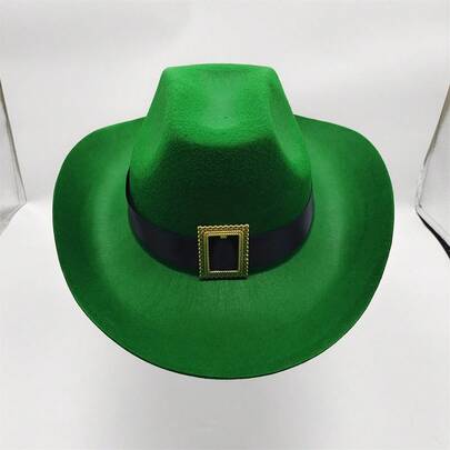 Irish Festival Cowgirl Cap Stylish Western Style Decorative Belt Wide Brimmed Hat For Men Women Outdoor Wear