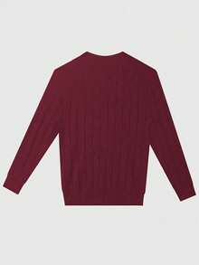 Men's Casual Ribbed Knit Sweater, Round Neck, Minimalist & Fashionable For Everyday Wear