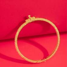 Textured Metal Bangle - Yellow Gold - View 2