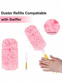 30件套，360°旋转静电除尘器套装 - 高效适用于家庭和汽车，双面静电除尘刷，一次性除尘头替换装，静电除尘头替换装 - 轻松去除电子产品、家具、百叶窗和吊扇上的灰尘 - （不含手柄） - 清洁用品，清洁配件 - 彩色 - 查看 3