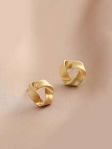 10pcs Set Minimalist Wedding/Party/Daily Wear Earrings, Petite Vintage Twisted Triangle Earrings, Luxury Matte Personalized Earring Set - Multicolor - View 16