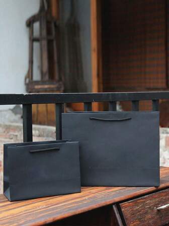 1pc Universal Black Gift Bags With Sturdy Handles, Multi-Size Available, Gift Packaging, Candy, Shopping Bags Suitable For Weddings, Birthday Parties, Mother's Day, Business, Boutiques, Party Favors, Home, Home Living, Event Party Supplies, Gift Wrapping Supplies, Gift Wrap Bags