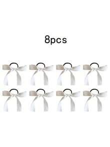 8pcs/Set Multi-Functional Hair Tie, Pink Satin Ribbon Hair Accessories, Bow Hair Ties, Elegant Headwear, New Korean Style Ponytail Holders, Cute Princess Hair Decor, Suitable For Daily Use, Gift & Photography Props For Women And Girls ,Hair Elastics ,Hair Rubber Bands ,Scrunchies ,Hair Rope