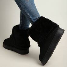 Snow Boots Women's Soft Sole Women's Shoes New Style Mid-Tube Short Boots Warm Plus Velvet Cotton Shoes Winter - 黑色 - 查看 2
