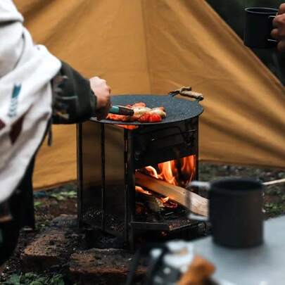 Large Wood Burning Camping Stove Portable Outdoor Barbecue Stove Stainless Steel Charcoal Grill Stove Camping Supplies