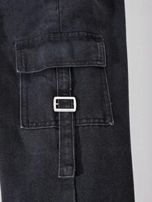 Toddler Boys' Fashionable Distressed Wash Relaxed Fit Black Denim Jeans With Pockets - Black - View 6