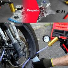 Herramienta Para Comprobar Vacio,Herramientas de Reparación de Línea de Aire Acondicionado para una Persona,Purgador de Frenos,Bomba de Vacío,Probador de Vacío,Kit de Herramientas - Rojo - Ver 6