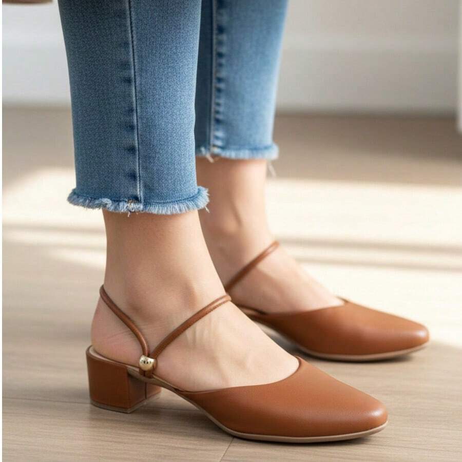 Women's 2 In 1 Social Mule Women's Pumps Low Medium Heel Comfort 050 - Camel - View 1