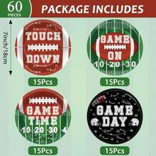 D60 Pcs Football Party Decorations 2025 Football Plates And Napkins Touch Down Birthday Paper Tableware Set Sport Themed Party Plies For Game Day Party Favors Dinner Plates Dert Plates - Colorful - View 2