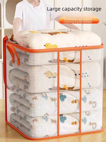 Large Capacity Transparent Quilt Storage Bag, Luggage Moving Packing Bag, Clothes & Bedding Organizer, Moisture-Proof Bag For Home Use Garment Bag Waterproof Bag Storage Bags Clothes Organizer Clothes Storage Clothes Bag Packing Cubes Travel Essentials Travel Organizer