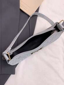 PU PVC Leather Women's Crocodile Embossed Designer Handbag Wallet Vintage Zipper Shoulder Bag - Silver - View 7