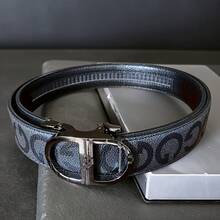 Men's Automatic Buckle Belt, V-Shaped Print, PU Leather, Fashion For Teenagers, Versatile For All Seasons - How Many - View 5
