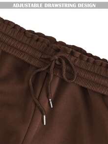 Women's Wide Leg Fleece Lined Sweatpants Winter Baggy Lounge Travel Pants Drawstring Athletic Joggers Fall Winter Spring Outfits - 咖啡棕 - 查看 7