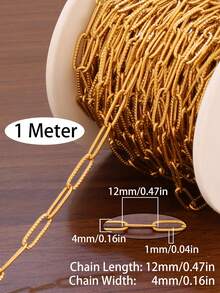 100cm 18K Gold Plated Stainless Steel Chain Bulk Cable Curb Chains Oval Link Chain Findings Paperclip Chains For Jewelry Making Supplies Bracelet Necklace Bracelet Anklet Components DIY - DIY Chain - View 13