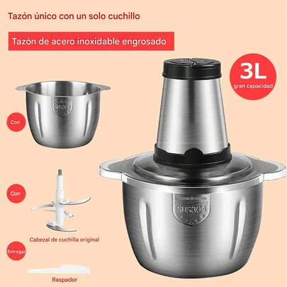 Picadora eléctrica de alimentos de 300 W y 3 l con 2 velocidades para carne, verduras y alimentos para bebés, procesador de alimentos eléctrico de 3 l/picadora de alimentos/picadora de carne eléctrica con 1 cuchilla de acero inoxidable: resistente y de gran capacidad, fácil de limpiar.