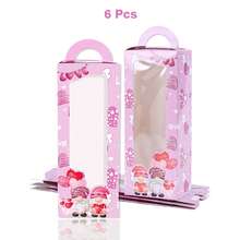 6/12个装情人节小矮人礼盒，高纸板零食盒，带透明窗口和提手，粉色心形礼品袋，适合装派对礼物、糖果、饼干、周年纪念用品 - 彩色 - 查看 7