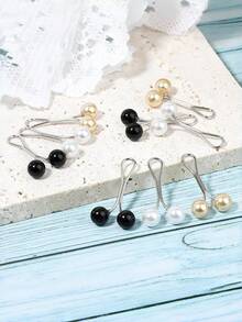 12/6/4/1 pièce/Set Clips pour hijab musulman, épingles à hijab décorées de perles, broche anti-glissement, foulard, châle, épingle fixe pour femme, clip pour foulard, broche de mode en perle, accessoires de bijoux pour femme - Multicolore - Voir 9