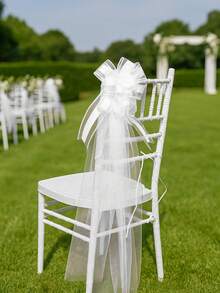 Bộ 5 phụ kiện trang trí đám cưới màu trắng gồm nơ voan trắng, nơ kéo bằng vải organza, nơ trang trí xe cưới cỡ lớn với ruy băng voan dài, nơ satin thanh lịch cho xe cưới, gói quà, trang trí tiệc cưới, trang trí lối đi trong đám cưới, trang trí lưng ghế, đồ dùng đám cưới, quà tặng lý tưởng cho người lên kế hoạch đám cưới và người tổ chức tiệc, đồ dùng tiệc cưới, trang trí tiệc cô dâu, trang trí lễ đính hôn, trang trí phông nền tiệc lễ hội. - Nơ trắng - Xem 3