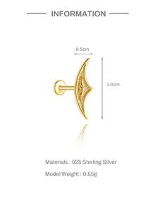 EleRunis 1PC 925 Sterling Silver Geometry Goth Hidden Flat Back Cartilage Helix Threaded Piercing Punk Tattoo Medieval Fine Jewelry For Daily Wear Wedding Party Engagement Anniversary Valentine's Day - Gold - View 5