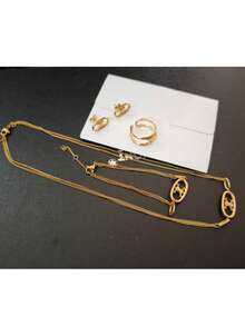 5pcs Women's Fashion Minimalist Jewelry Set - Delicate Bracelet, Necklace, Earrings, Ring, Suitable For Daily Wear - Vintage 5-piece Jewelry Set - View 3