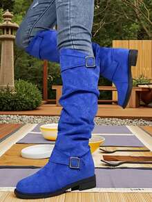 Over-The-Knee Boots, Focusing On A Stylish Commuting Style - Màu xanh lam - Xem 2