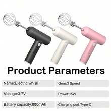 1 buah Mixer Tangan Elektrik Portabel - Dapat Diisi Ulang USB, Nirkabel, Ringan, Pengocok Manual yang Mudah Digunakan, Ideal untuk Memanggang Kue, Biskuit, dan Pancake - Sempurna untuk Tukang Roti, Koki, dan Profesional; Hadiah untuk Pecinta Kopi dan Tuan Rumah; Set Barista Rumahan yang Praktis - MultiWarna - View 2