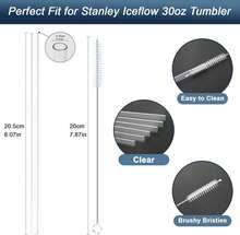 Plastic Straws Iceflow 30oz Tumbler,6 Pack Replacement Clear Straws With 2 PCS Straw Cleaner Brush, Reusable Straw 30 Oz Iceflow Cup (Clear, Iceflow 30oz) - 無色 - 查看 6