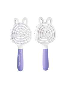 1个可爱小熊发梳，女童高顶蓬松弹力头皮按摩梳，罗纹梳，镂空梳，儿童家用按摩梳，女童发梳 - 彩色 - 查看 8