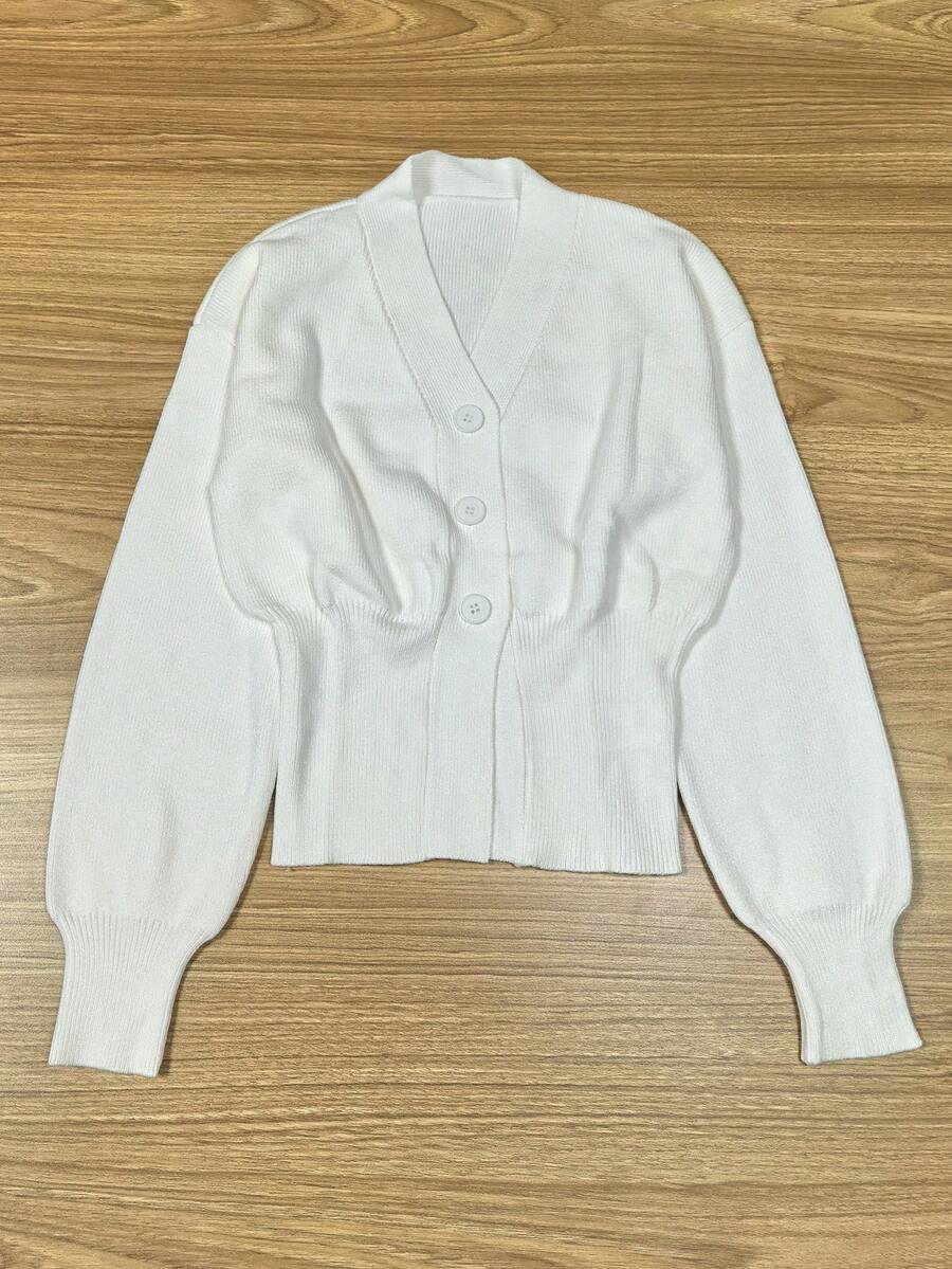 2025 Outono/Inverno Nova Moda Casual Mulheres Cardigan de Malha, Adequado para Deslocamento Diário, Estilo Versátil - Branco - Ver 1