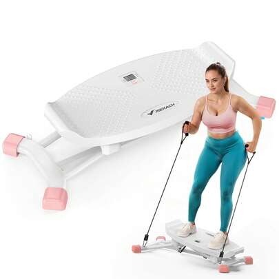 MERACH Balance Board With Resistance Bands, Portable Ski Balancing Machine Featuring LCD Monitor, 300 Lbs Capacity Gibbon Balance Trainer For Full Body Workout