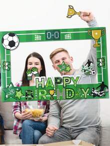 一套足球主题纸质相框，生日拍照道具，足球运动主题派对用品，足球迷聚会装饰，生日装饰，足球比赛用品，派对背景装饰，婴儿派对用品，摄影道具，派对小礼物