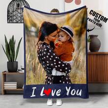 1PC 280gsm1pc Custom Photo Blanket, Custom Flannel Blanket With Photos And Text, Bedding Blanket, Custom Blanket For Bed, Custom Pictures Blanket, Personalized Photos Blanket For Family, Custom Image Blanket, Personalized Family Blanket With Image Washable Cute, Funny Custom, Unique, Personalized Ideal Gifts For Boyfriend, Ideal Gifts For Girlfriend, Ideal Gifts For Him, Ideal Gifts For Friends Boyfriend, Girlfriend, Friends Sofa, Bed, Car, Tea Room, Bedroom, Living Room, Bathroom, Dining Room,For Office - 彩色 - 查看 5