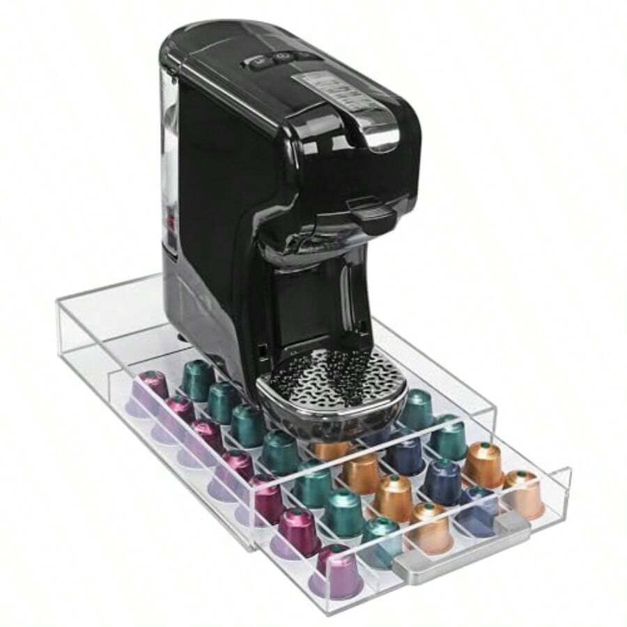 Navaris Dispensador de Capsulas de cafe para y Tassimo - Caja Capsulas Cafe y Soporte para Cafetera - Portacapsulas de Cafe para 50 Capsulas - Acrilico Transparente - Transparente - Ver 1