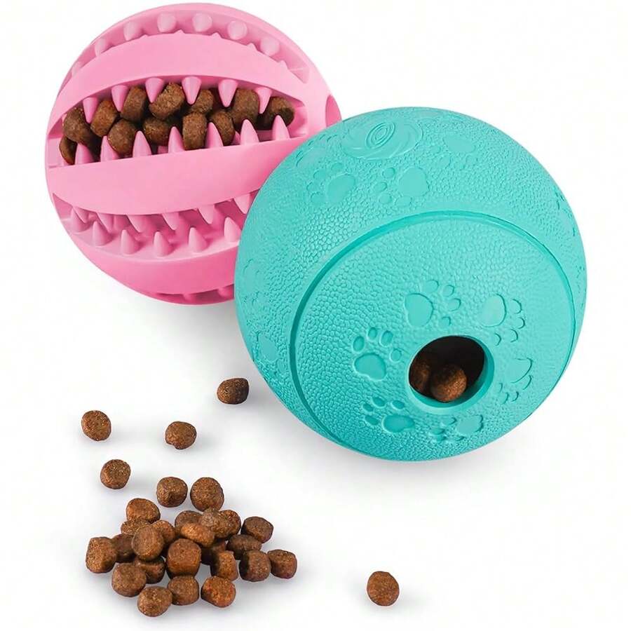 HIPPIH Dog Puzzle Toys & Interactive Toys For Large & Small Dogs - IQ Training, Chewing, Teeth Cleaning & Treat Dispensing - 2 Pack,3.14inch+2.75inch,Blue+Pink - xanh dương + hồng - Xem 1