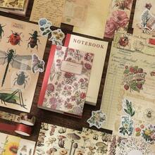 Scrapbooking Supplies Kit, Vintage Botanical Aesthetic Scrapbook Kit Bullet Junk Journal, Stationery, A6 Grid Notebook, Flower Journaling Supplies, Birthday Teen Women - Flower - 查看 4