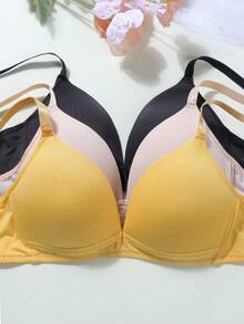 3PCS Teen Girl's Solid Color Triangle Cup Bra,Comfortable And Soft Supportive Bra, Suitable For Girls Aged 13-16. - Multicolor - View 5