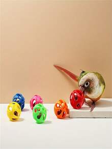 10/20/30pcs Parrot Toy Bells - Durable Plastic Material, Chewable, Interactive Play Balls With Ventilation Holes, Vibrant Colors (Pink, Green, Yellow, Orange, Red) - Cage Accessories, For Stimulating Intelligence, Relieving Boredom, Chewable Bird Toys | Interactive Bird Toys | Bird Toys - Multicolor - View 4