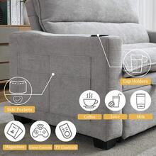 KORSER 3 In 1 Convertible Sleeper Sofa Bed, Pull Out Couch With Side Pockets & Cup Holders, Loveseat Reclining Sofa Bed With Adjustable Backrest For Living Room Bedroom, Chenille - Màu Xám nhạt - Xem 6