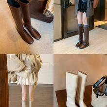 Men High-Top Leather Riding Boots - Black - View 5