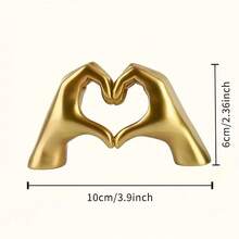 A Heart-Shaped Sculpture Of Hands, A Decorative Piece For Gestures, A Heart-Shaped Hand Sculpture For Room Decor, A Finger Sculpture In A Romantic Style For Wedding Decoration, Suitable For Tables, Offices, Bedrooms, Cabinets, Bookshelves - 金色 - 查看 2