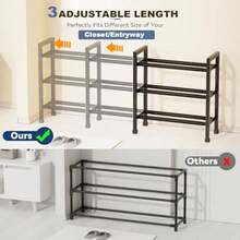 YMavivegue Zapatero extensible de 3 niveles para closet zapatero ajustable de 23 a 43 pulgadas para entrada estante de zapatos negro - como en la foto - Ver 4
